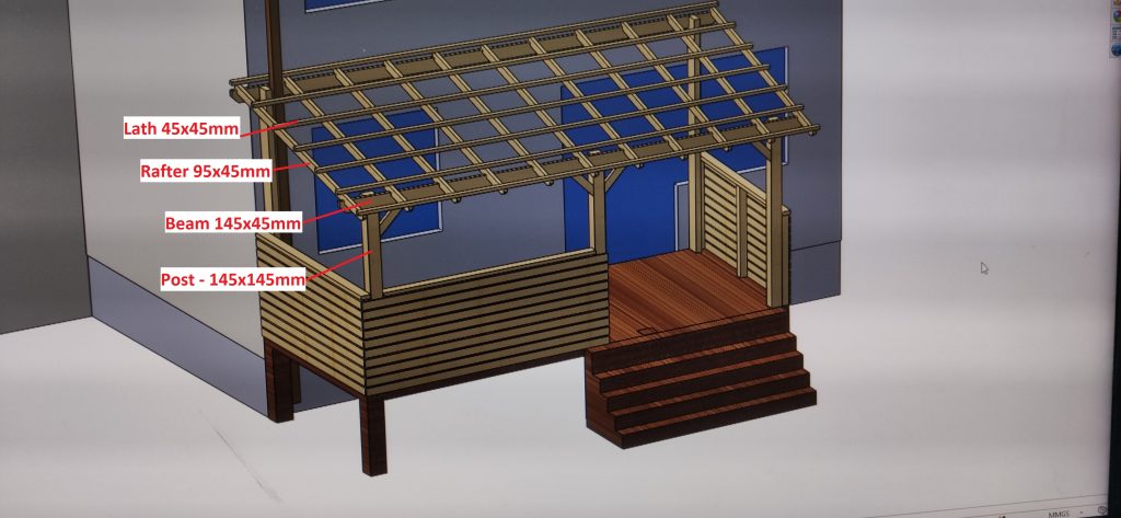 Terrace Roof Construction - wood materials I used