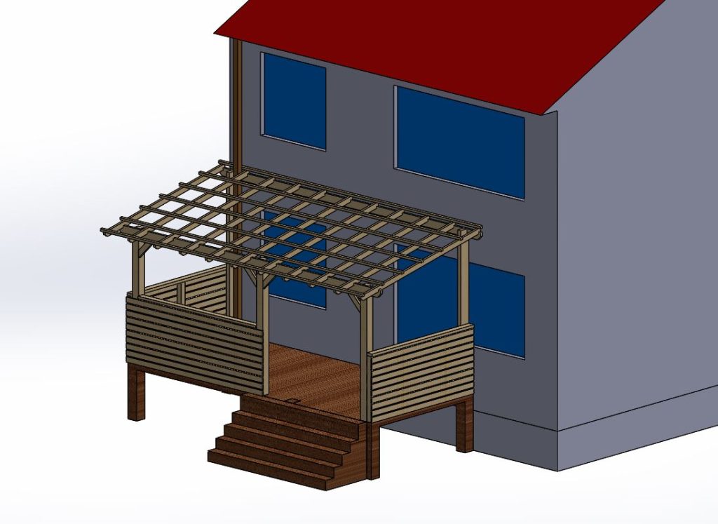 3D Terrace roof drawings Solidworks