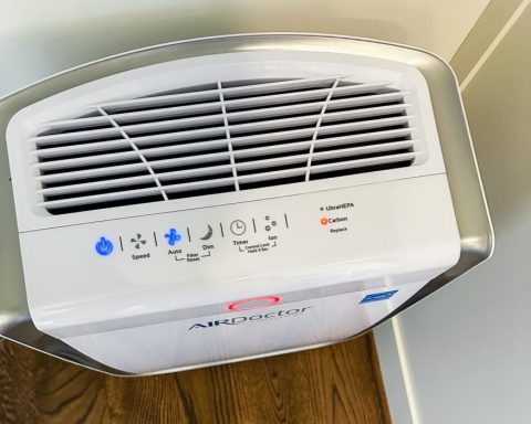 AirDoctor air purifier control panel and top air outlet
