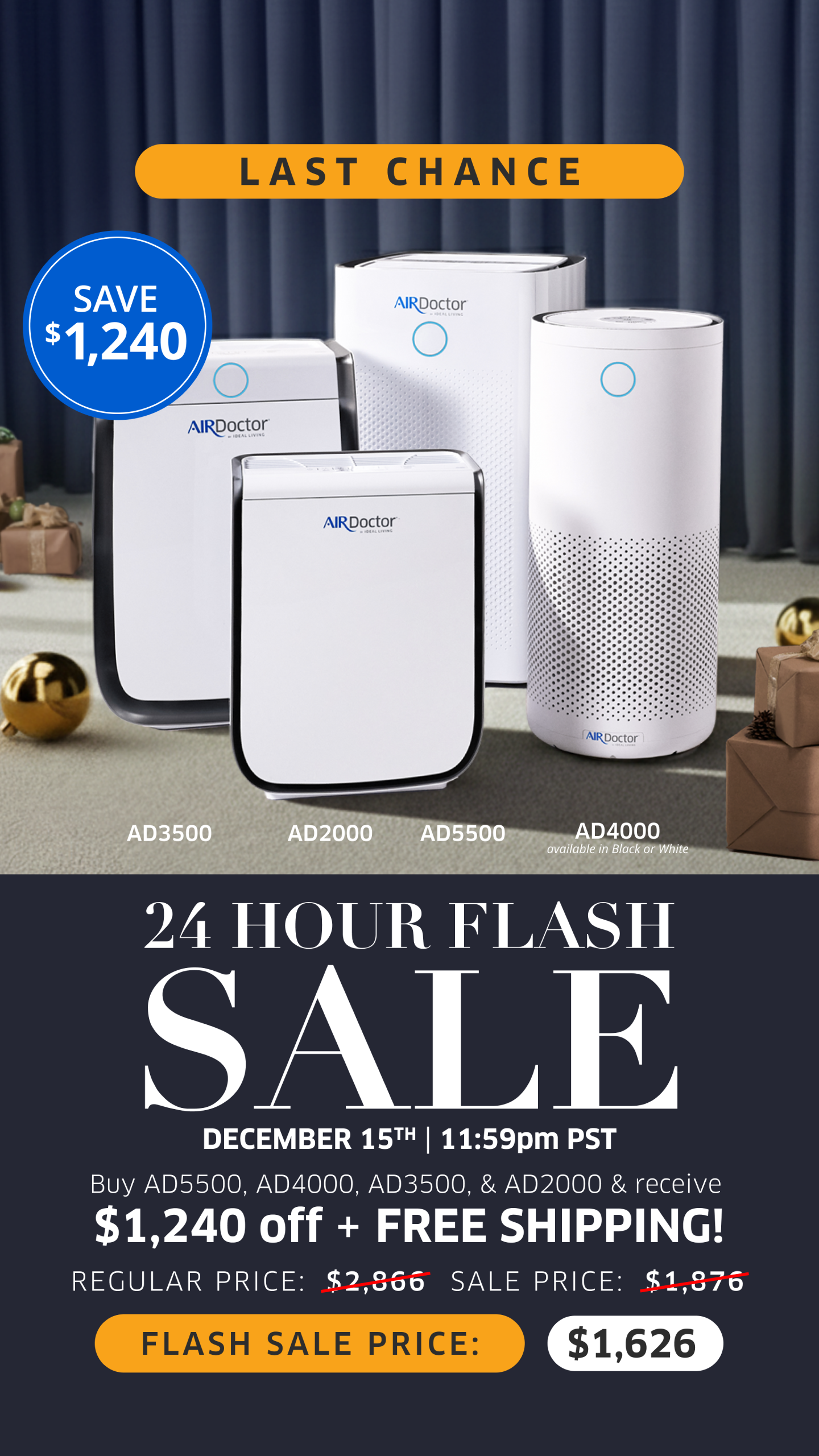 AirDoctor Christmas Holiday sale free shipping free filters